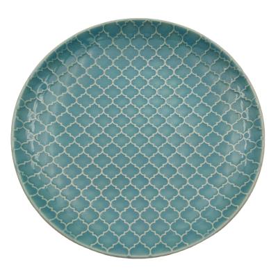 China Tableware Food Dish Household Flat Dish Relief Round Dish Sustainable Eco - Friendly Dish for sale