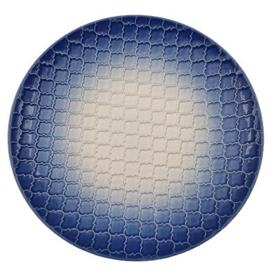 China Sustainable Creative Western Food Dish Household Flat Dish Relief Round Dish for sale