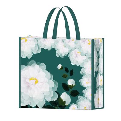 China Handled full color printing and process handbag flower pattern reusable nonwoven nonwoven gift sewing bag for sale