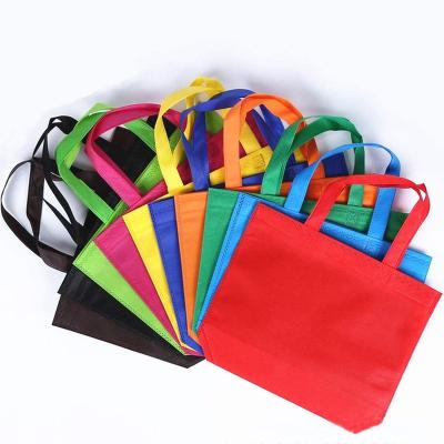 China Customized Solid Color Reusable Supermarket Grocery Small Handled Promotional Shopping Black Nonwoven Bag for sale