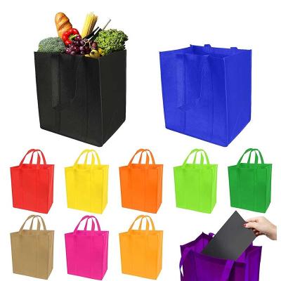 China Custom Recyclable Non Woven Reinforced Heavy Grocery Bag Handle Grocery Bag Wholesale Eco-friendly Shopping Bag for sale