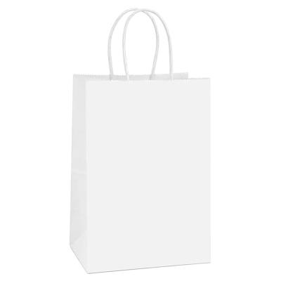 China Recyclable Custom Print Your Own Logo Kraft Paper Gift Craft White Paper Shopping Bag Large With Handles for sale