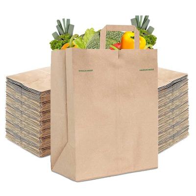 China Recyclable Customized Brown Paper Food Bag Paper Packaging Supermarket Grocery Wrapping Bag Popcorn Popcorn Bag for sale