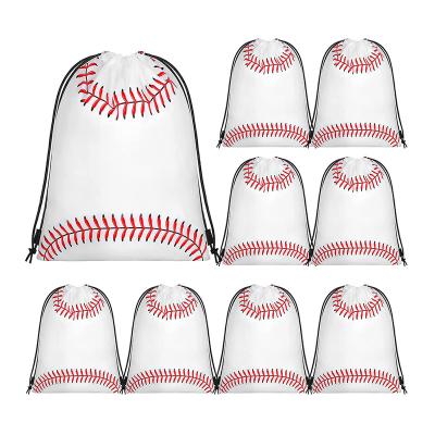 China Baseball Drawstring Backpack Sports Baseball Party Gift Bag Reusable Fitness Travel Storage Drawstring Bag Custom Logo for sale