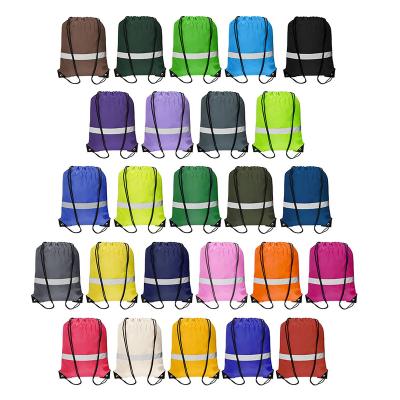 China Reusable Wholesale Waterproof Polyester Drawstring Gym Solid Color Nylon Drawstring Backpack for sale