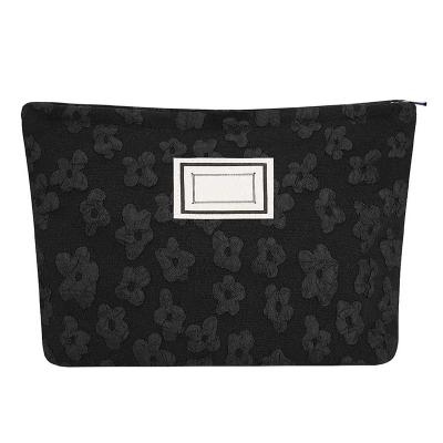 China Baoding Fashion Dumpling Large Pencil Bag Voile Fabric Bag Black Wash Cotton Voile Cotton Cosmetic Bag for sale