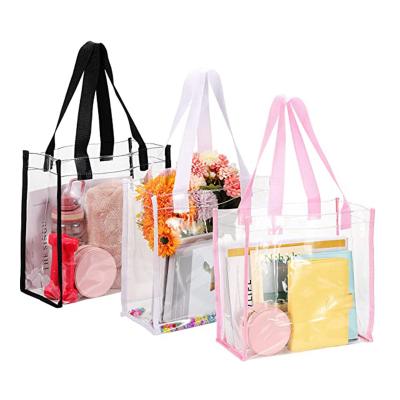 China Handled Women's Waterproof Clear PVC Cosmetic Bag Customized Beach Jelly Bag PVC Makeup Bag for sale