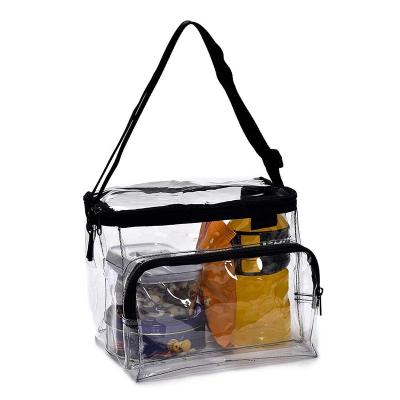 China Adjustable Shoulder Strap Fashion Durable Handle Travel Bag Transparent PVC Lunch For School Stadium for sale