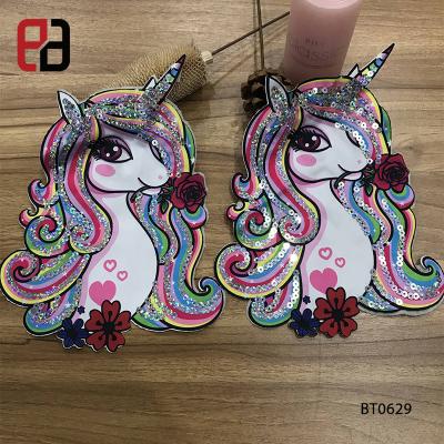 China 3D long hair shirt light led Unicorn Embroidery Patch Wholesale for sale