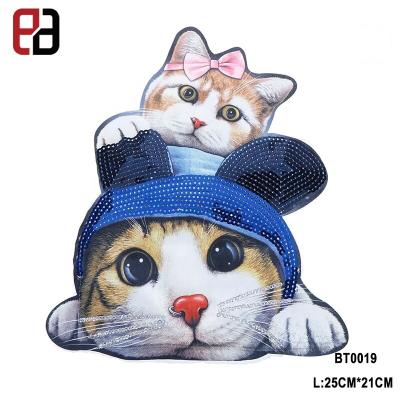 China 3D 2 Grades Cute Cats Badge Digitized Machine Embroidery Patch Sew On Applique For Backpack for sale