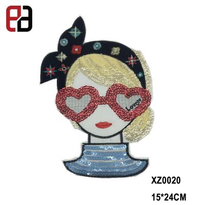 China New Fashion 3D Lady Princess Washable Patch Lovely Girls DIY Stickers Sequin Patch for sale