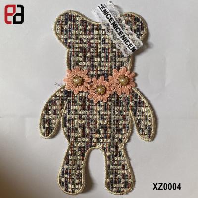 China Handmade 3D craft Pom Lovely Animals Bear Embroidery patch for costume for sale