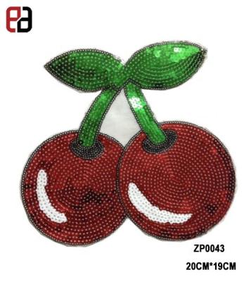 China hot sale 3D Fruit Cherry Sequin Patch with iron on backing glue for sale