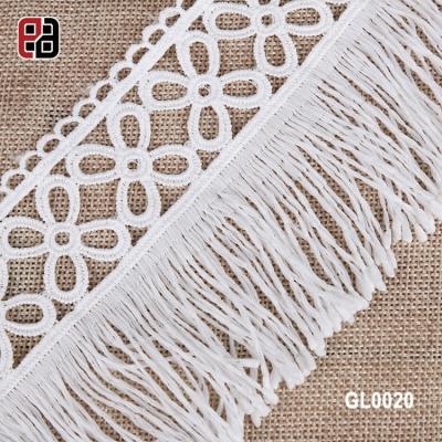 China Water Soluble 100% Chemical Polyester Lace Trim Fringe Border Fancy Lace Tape for sale