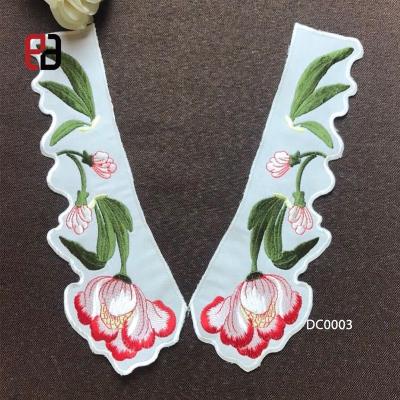 China Fashion China Style Flower Embroidery Lace Water Soluble Collar Pair Pattern Applique Vintage Collar Detachable Fake Lapel for sale