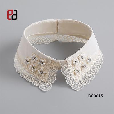 China Korean Water-soluble Net Pearl Lace Tulle Version Beaded Lace Backing Up Collar Fake Collar For Female Shirt for sale