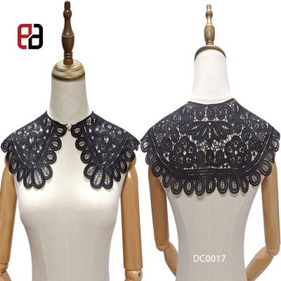 China 2022 Summer Water Soluble Thin Lace Knitted Polyester Pattern Embroidery Lace Neck Applique Collar Lace Shawl Small For Shirt for sale