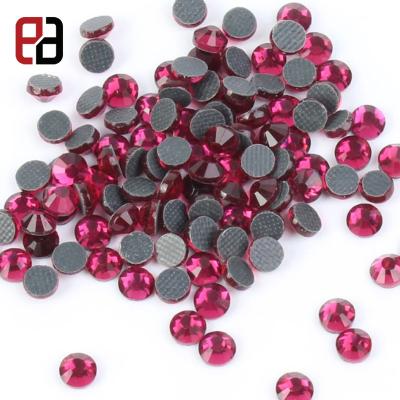 China Hot Pink Nickel Free Loose Beads Iron On Hot Fix Rhinestone For Dance Dress T-Shirt for sale