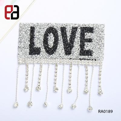 China 3D Love Letter Patch Rhinestone Love Patch With Rhinestone Cup Chain Tassels for sale