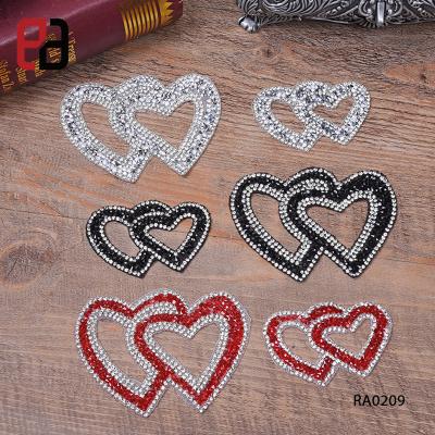 China 3D Rhinestone Heart Patches DIY Pattern Iron On Patches Applique for sale