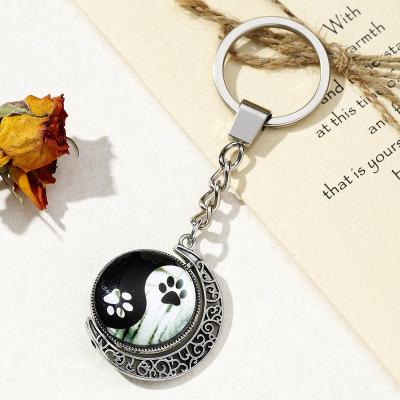 China Durable New Hot Selling Chinese Panda Footprint Tai Chi Pendant Time Jewel metal keychain custom for sale