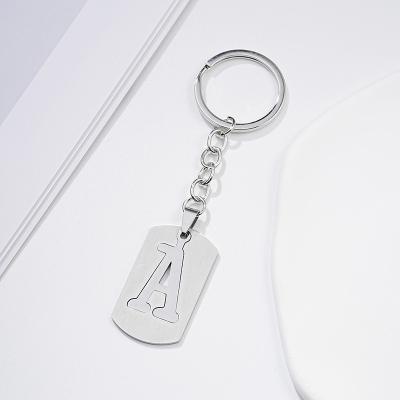 China Durable New Diy A Z Letters Key Chain For Men Silver Metal Keychain Women Car Key Ring Simple Letter Name Holder Party Gift Jewelry for sale