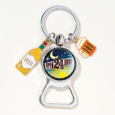 China Durable Personality Creative American Alphabet Holiday Gift Key Chain Pendant Beer Opener Metal Key Ring Hanging Ornaments Wholesale for sale