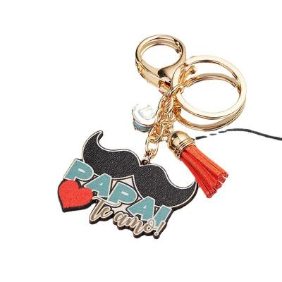 China Durable Factory Direct Selling Personalized Beard Cartoon English Father's Day Creative Tassel metal key chains for sale