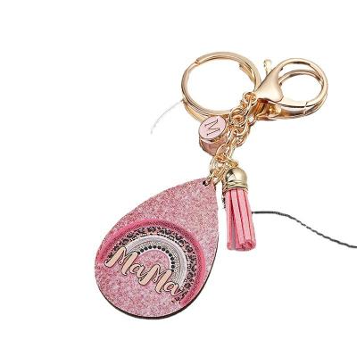 China Durable 2023 New Pink Leopard Arched Rainbow Mother's Day Gift Car Bag pendant key chain ring for sale