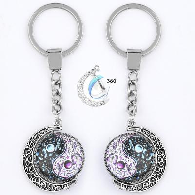 China Durable New popular butterfly yin-yang taiji Keychain pendant time gem key ring for sale