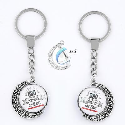 China Durable New Father's Day Metal Keychain Gift you ane the best time gem metal alloy keychains for sale