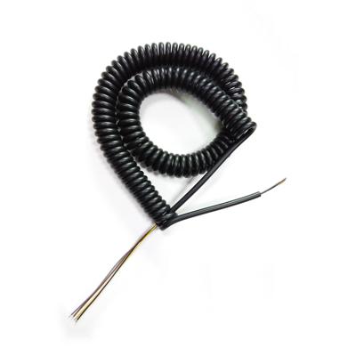 China Equipment 22AWG Black 4 Core PU Wires Spiral Coiled Wire for sale