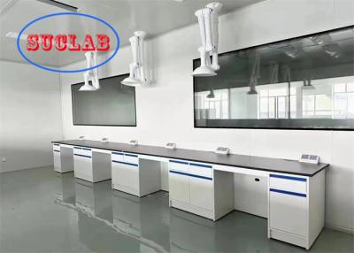 China All Steel Lab Workbench Hong Kong with DTC Rail Reagent Racks and Adjustable Glass Shelves for sale