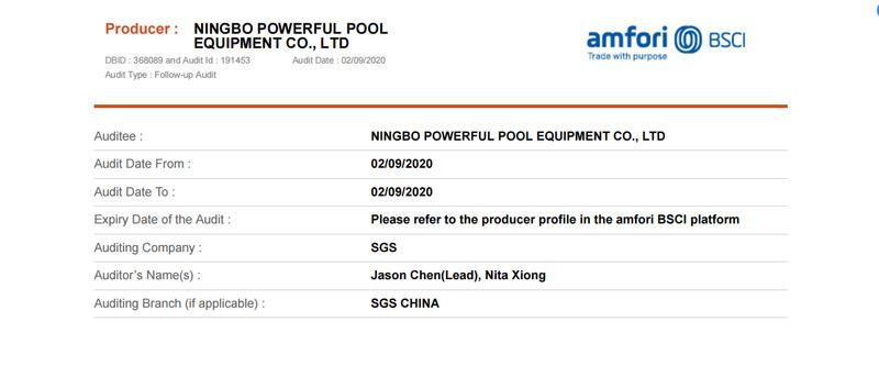 BSCI - Ningbo Powerful Pool Equipment Co., Ltd.