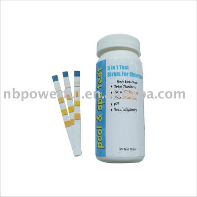 China Hardness 5 Way Test Strip-Total, Chlorine, Free Chlorine, PH, Total Alkalinity PTK07/5way for sale