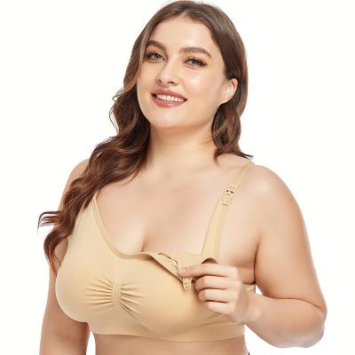 China Breathable 4XL Plus Size Pregnant Woman Seamless Front Open Easy Feeding Radio Padded Mom Bra Comfort Maternity Lactation Care Bra for sale