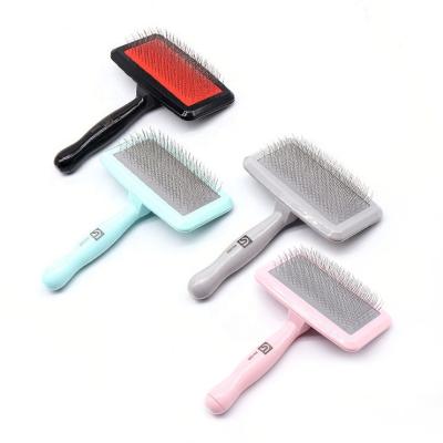 China Sustainable Self-Cleaning Pet Slicker Brush with Coated Pins and Steel Comb for Poodles Small Dog and Cat Grooming Set for sale