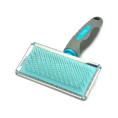 China Dogs Pet Slicker Dog and Hair Miracle Sweep and Comb Long Hair Pet Brush Plastic Coated Pins Small Dog for sale