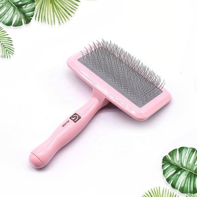 China Pro Quality Self Cleaning Polisher Slicker Curved Small Size Pet Cats Viable Cat Brush For Short Haired Comb Plastic for sale