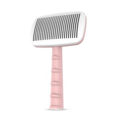 China OEM Cepillo Perro 97.5g 105x173mm Pet Self Cleaning Viable Slicker Slicker Brush Purple Grooming Brush for Short Hair Dog and Cat for sale