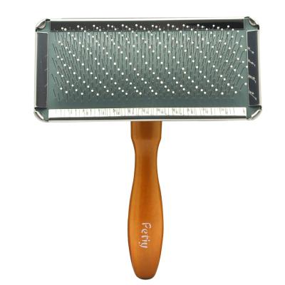 China XL Metal Slicker Cat Brush And Metal Comb Sustainable Wooden Professional With Coated Pin For Long Haired Cats for sale