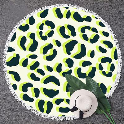 China Custom Hot Selling Leopard Design Print Circle Sand Compressed Free Round Microfiber Printed Beach Towel OEM New For Summer for sale