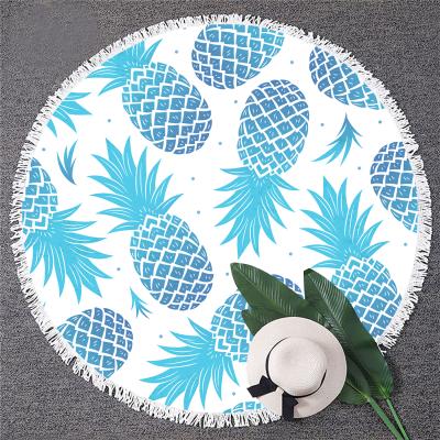 Китай High Quality Cheaper Lush Round Pineapple Round Beach Designer Beach Towel Compressed Towels With Tassels продается