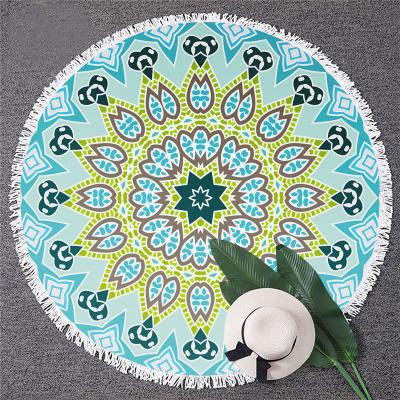 China Round Picnic Mat Absorbent Mantle Cover Cloak Compressed Towel Seaside Blanket Yoga Mat Mandala Drawing Bohemia Beach Bath for sale