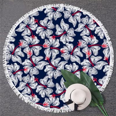 China 2022 Summer New Microfiber Bath Towels Shower Compressed Round Beach Mat Hawaii Thick Tropical Flower for sale