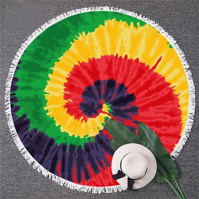 Китай Art Tie Dye Art Tie Dye Popular Comfy Sand Free Round Beach Towel BOTTOM Free Round Compressed Large Circle With Logo продается