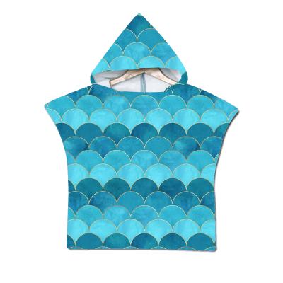 China Compressed 30pcs MOQ Custom Fish Scales Design Baby Toddler Kids Beach Bath Towel Quick Dry Hooded Wrap for sale