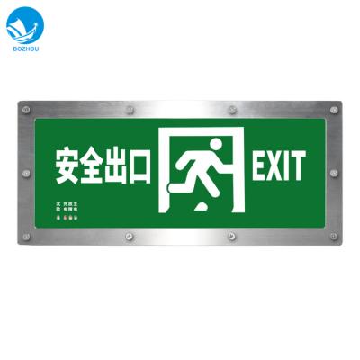 China Exit Fire Emergency Stainless Steel Evacuation Sign Light Warning Light IP65 for sale