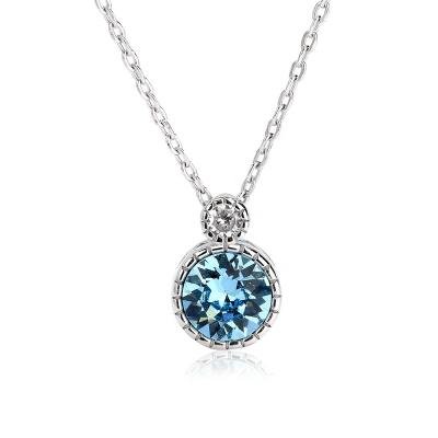 China Korean Heart Crystal Zircon Design blue S925 Sterling Silver Jewelry Pendant Necklace from ocean high quality for sale