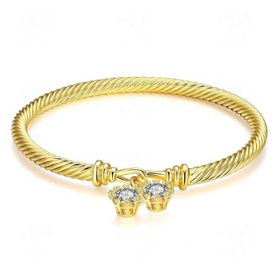 China Wholesale High Quality Fashion Weave Design Inlaid Zircon Bangles Jewelry Bracelets For Women for sale